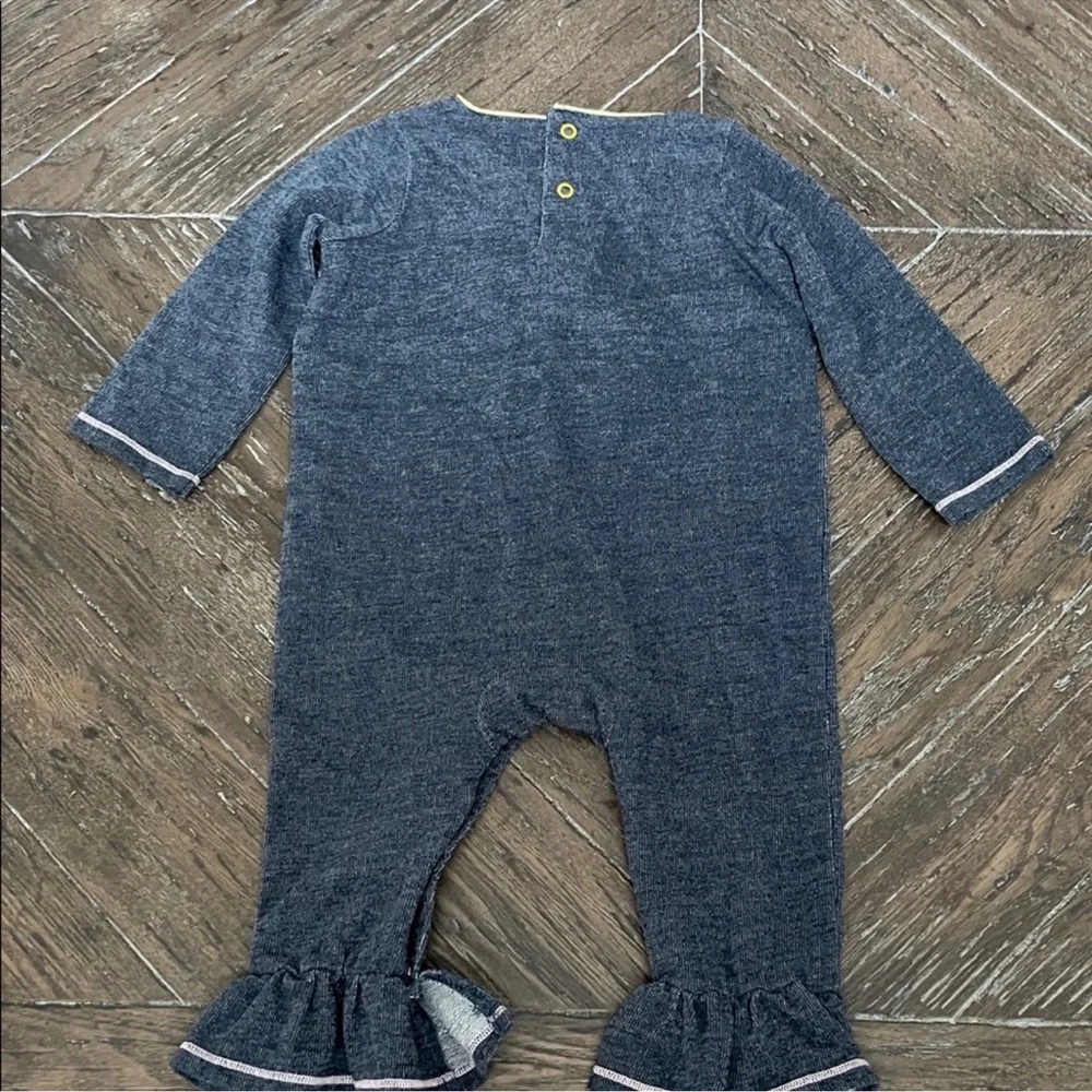 Mud Pie Denim One Piece with Colorful Hedgehog Outfit 9-12 Month